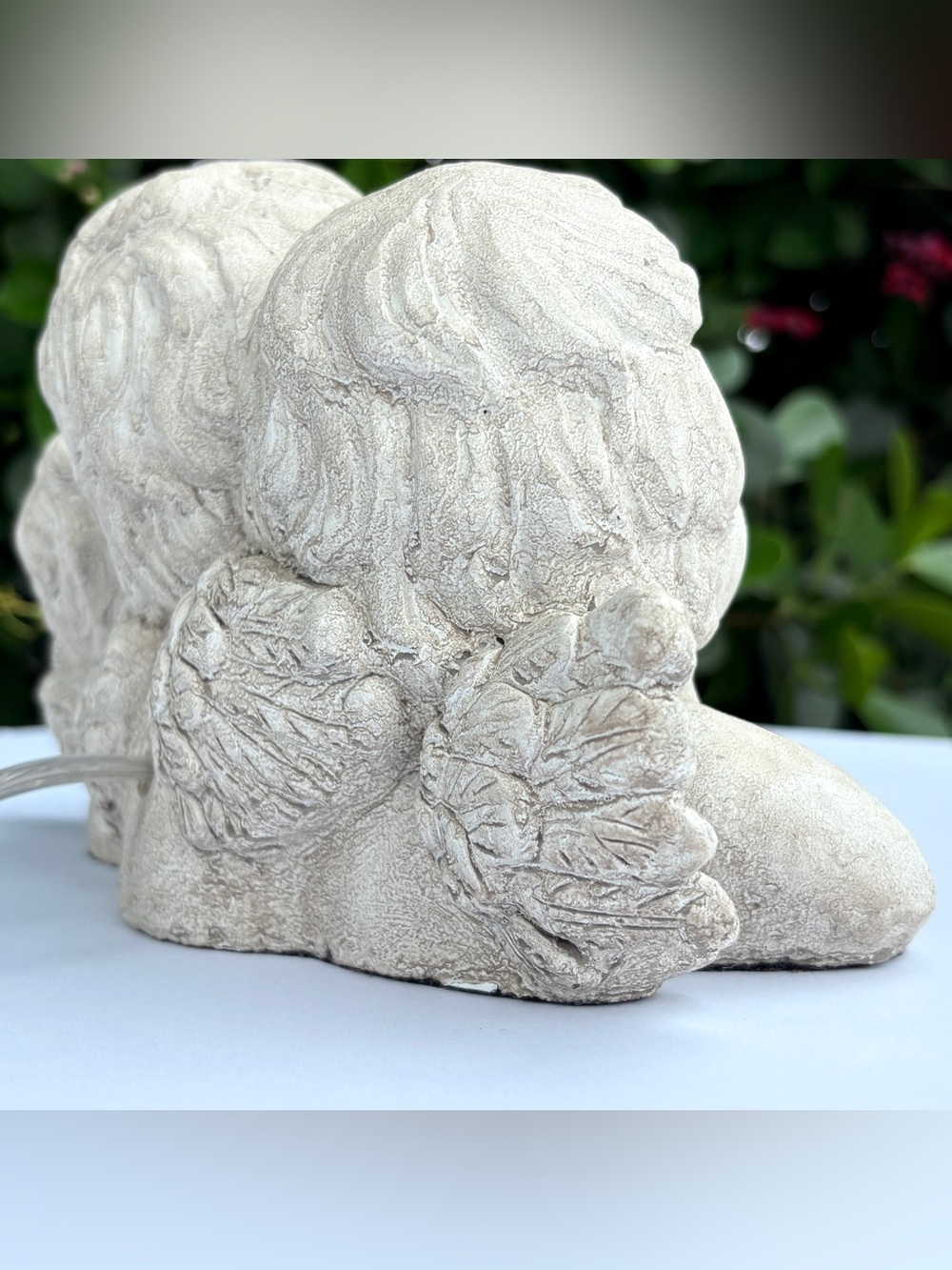 Karma Home Grey Three Cherub Lamp Base Cement Angels Bust Figures Baroque Decor - Picture 9 of 10